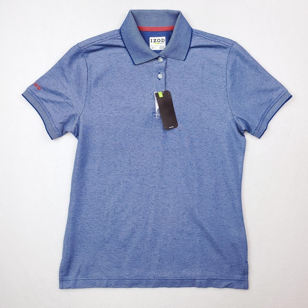 IZOD Golf Polo Shirt Womens Small Blue Performance Short Sleeve Embroidered Logo